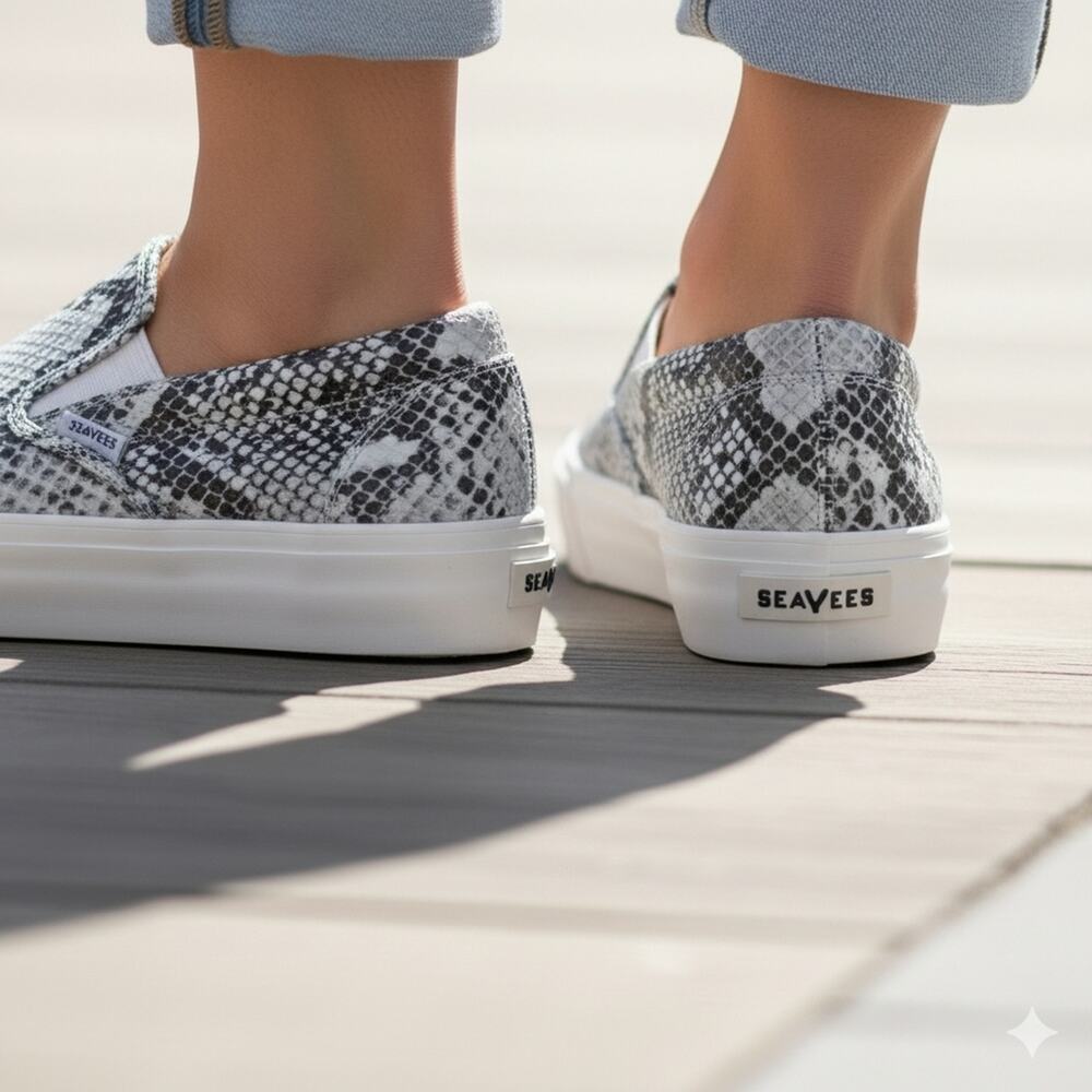 SeaVees Baja Mulholland Platfrom Snakeskin Sneakers, Women's Size 7